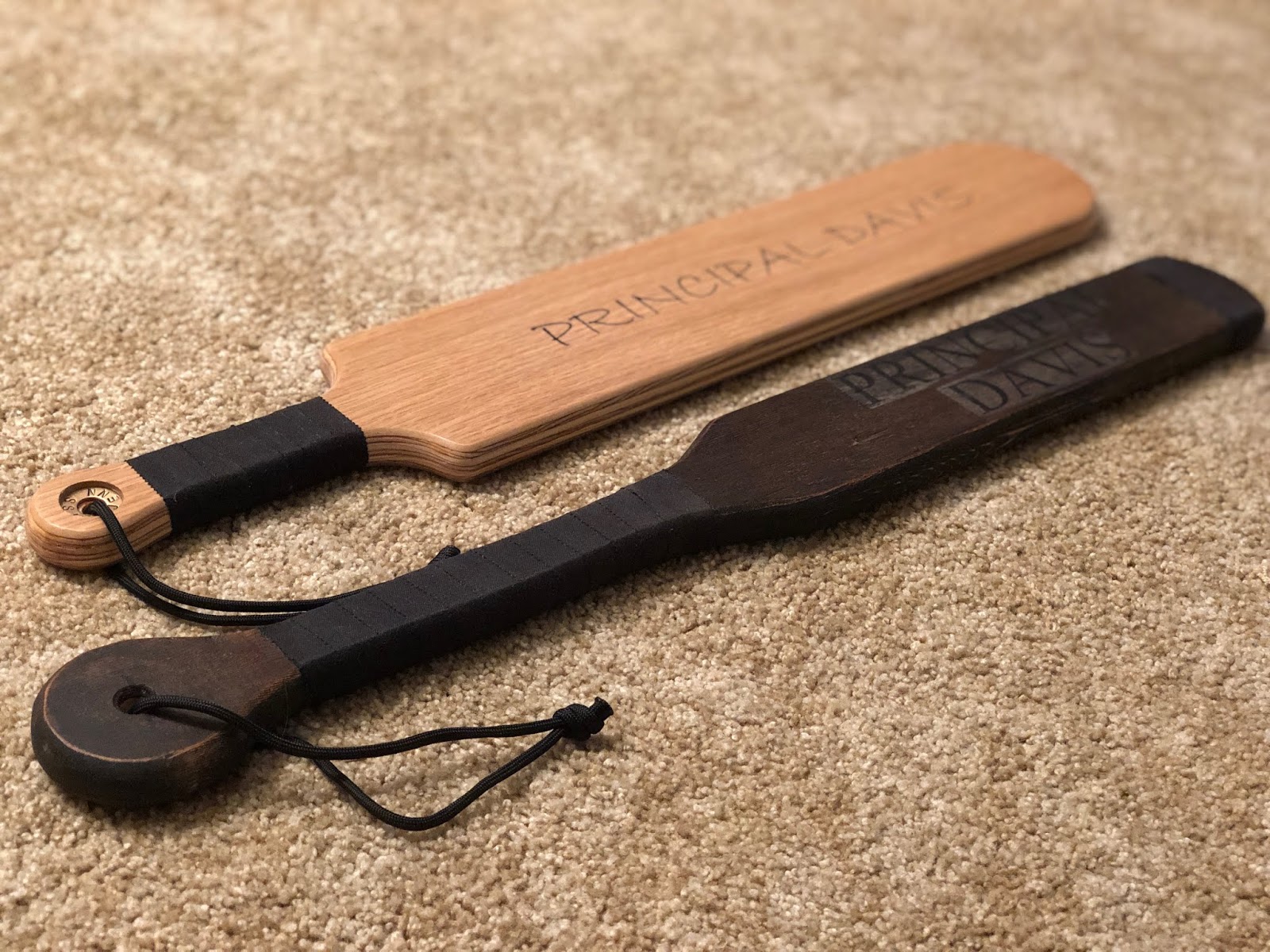 Principals paddles, wood spanking paddles, teacher paddles