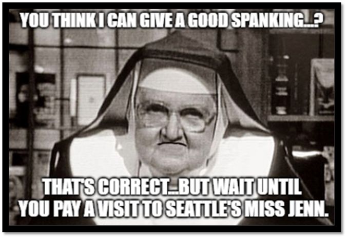 spanking meme Miss Jenn Davis, nun meme