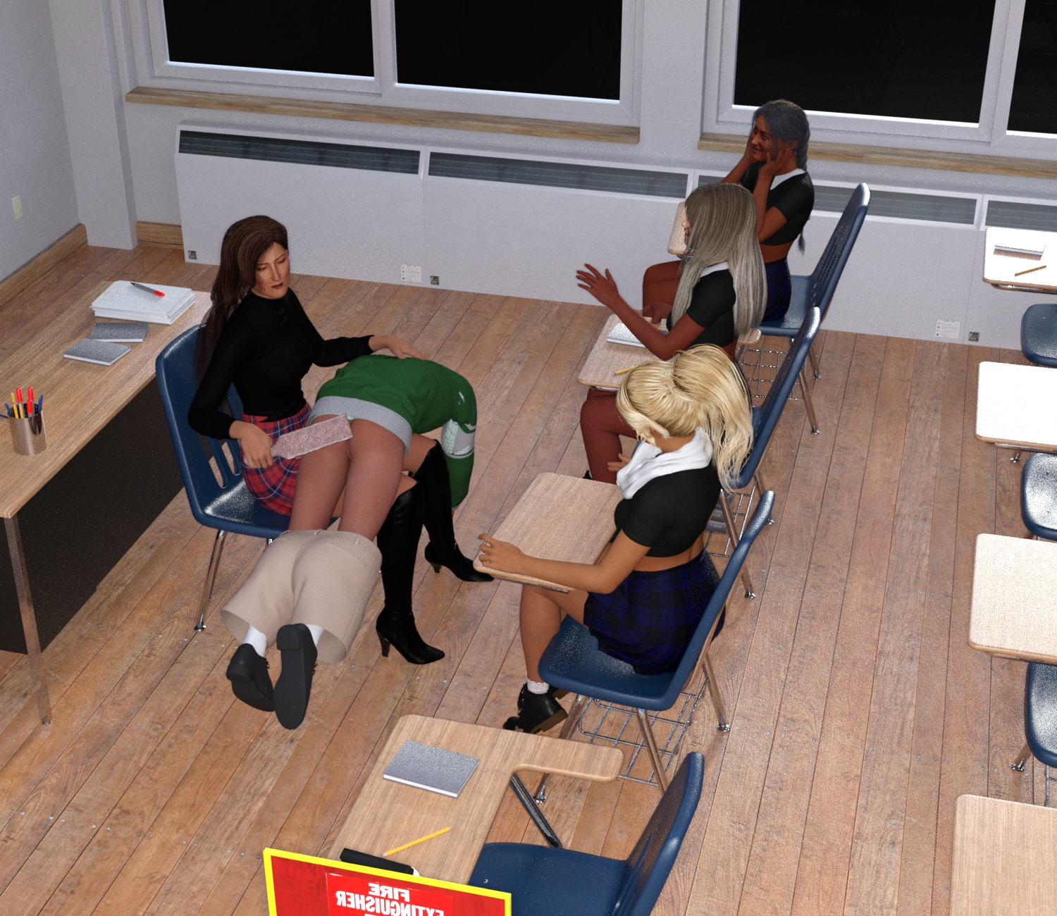 Femdom spanking, FFM spanking, OTK spanking, humiliation