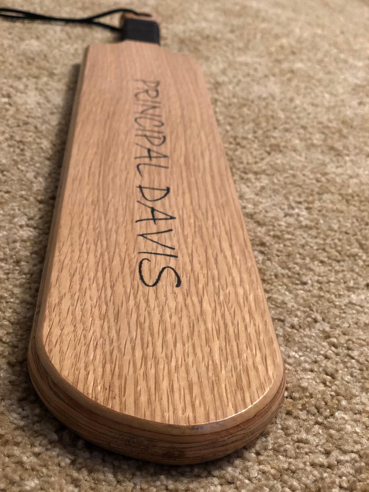 Principals paddle, Principal Davis, spanking paddle