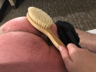 professional disciplinarian Miss Jenn spanks naughty boy OTK with hairbrush